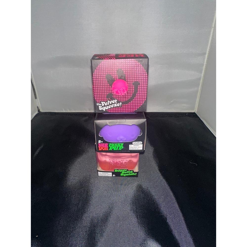 Schylling NeeDoh Bundle Nice Cube Funky Pup Fuzz Ball Sensory Fidget Toys 3 Pack